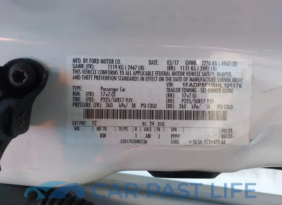 1FADP5EU8HL105178# 9