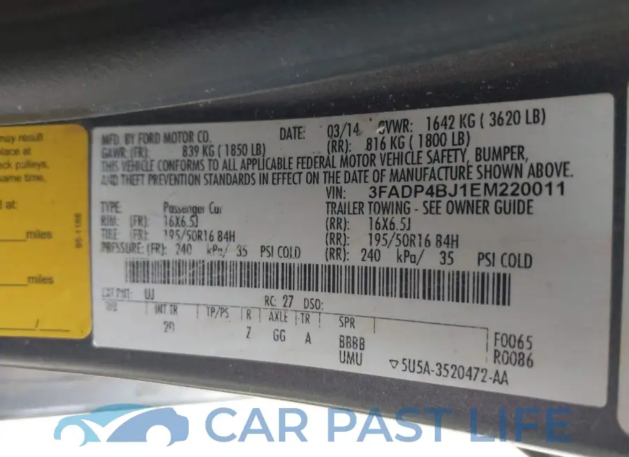3FADP4BJ1EM220011# 9