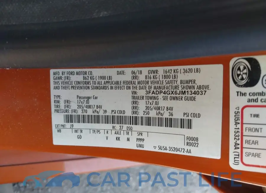 3FADP4GX6JM134037# 9