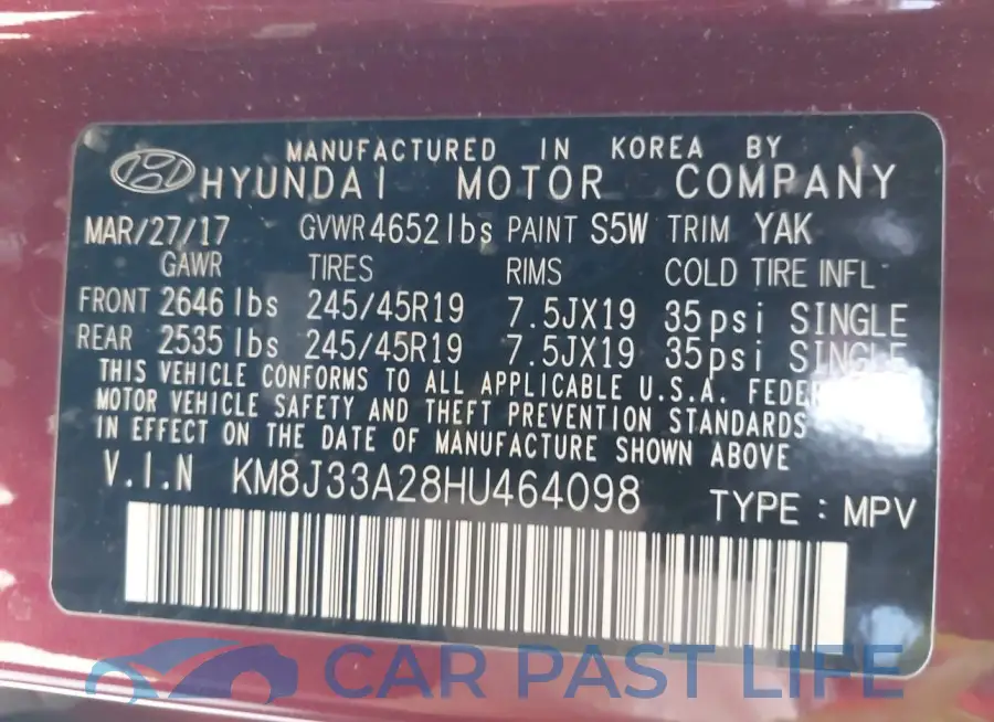 KM8J33A28HU464098# 9