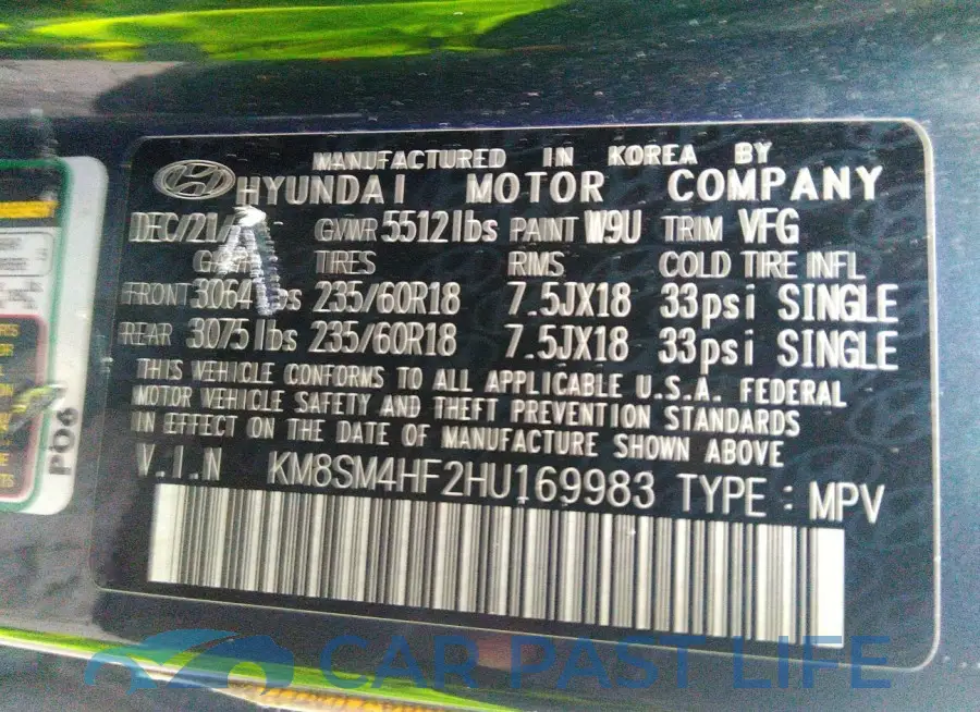 KM8SM4HF2HU169983# 9