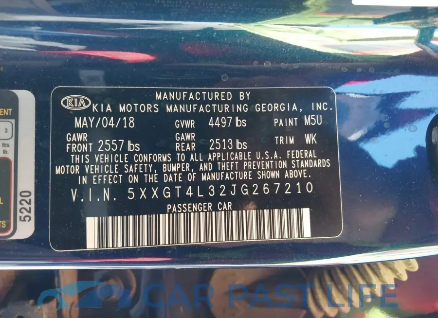5XXGT4L32JG267210# 9
