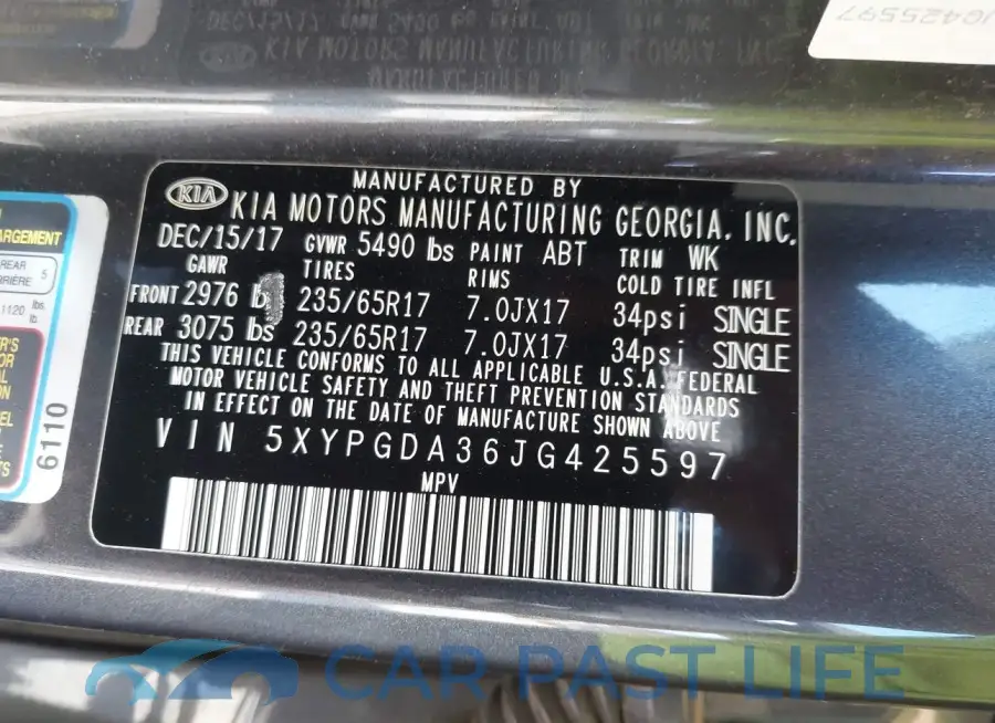 5XYPGDA36JG425597# 9