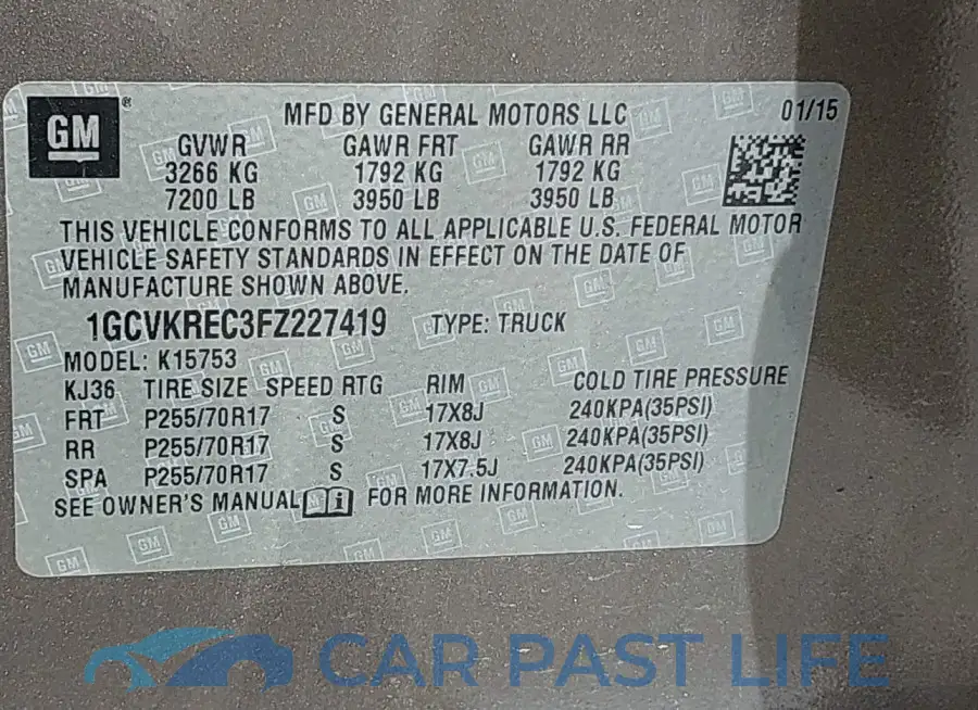 1GCVKREC3FZ227419# 9
