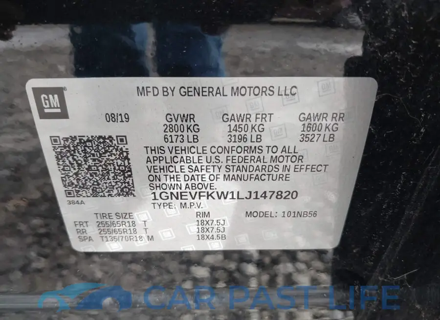 1GNEVFKW1LJ147820# 9