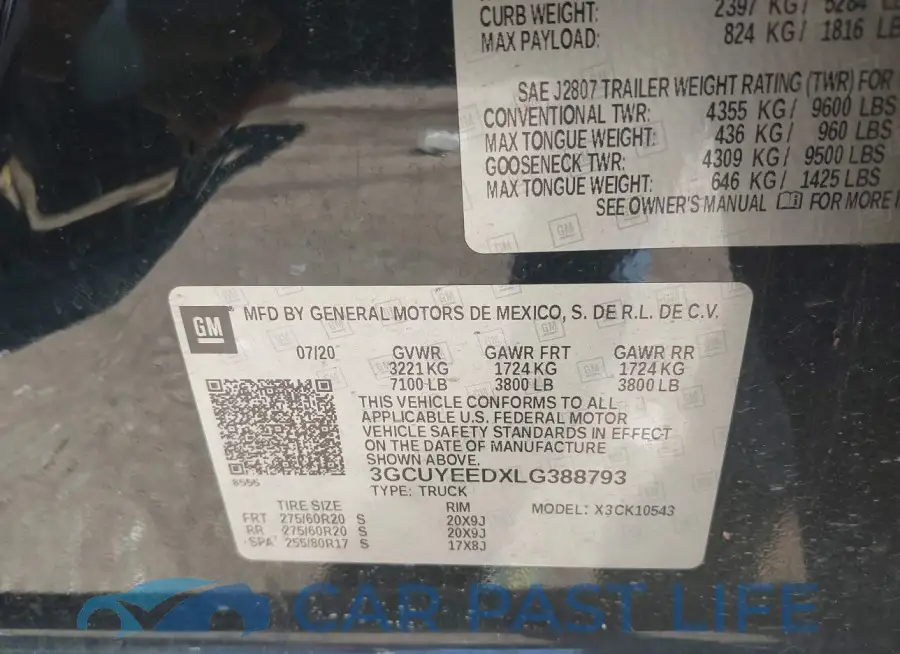 3GCUYEEDXLG388793# 9