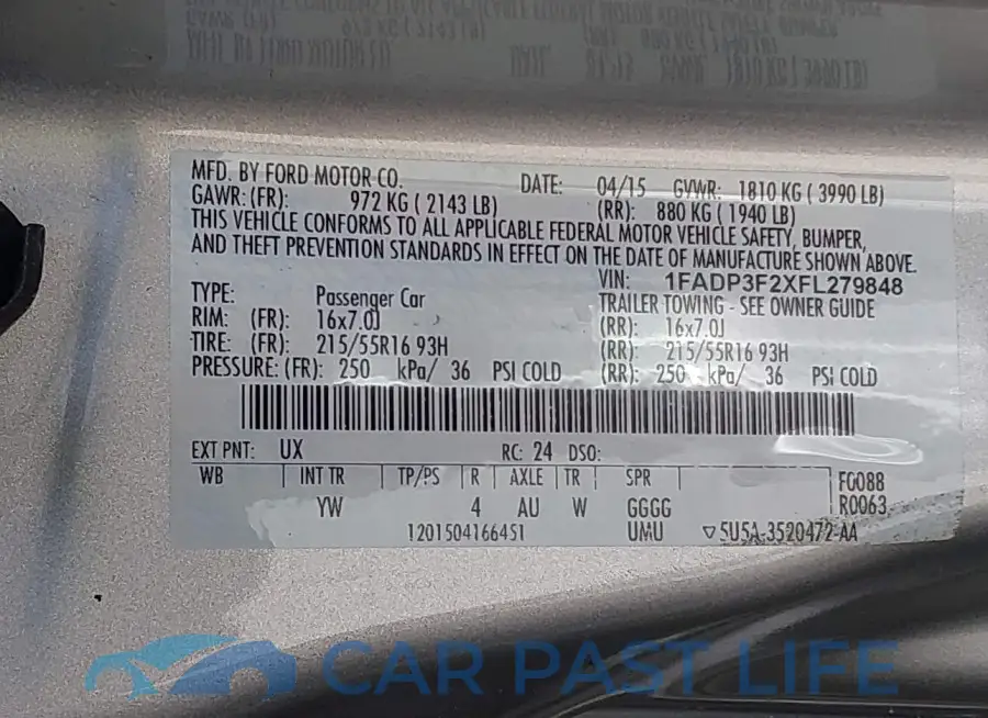 1FADP3F2XFL279848# 9