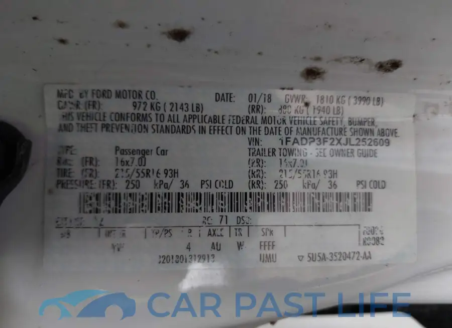 1FADP3F2XJL252609# 9