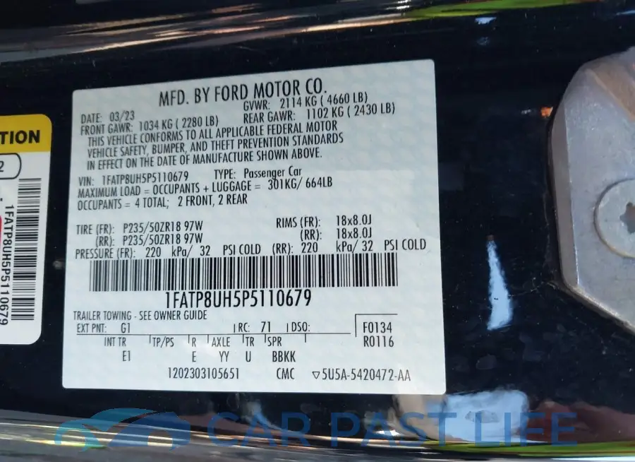1FATP8UH5P5110679# 9