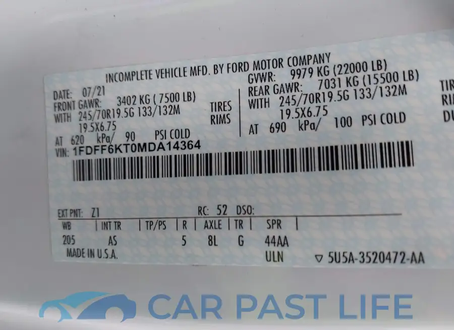 1FDFF6KT0MDA14364# 9