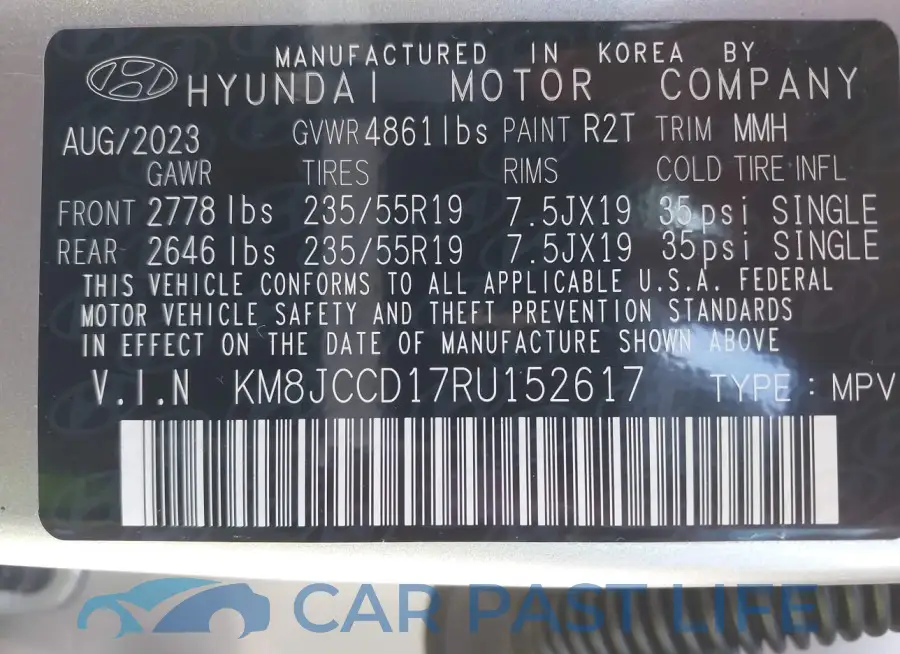 KM8JCCD17RU152617# 9