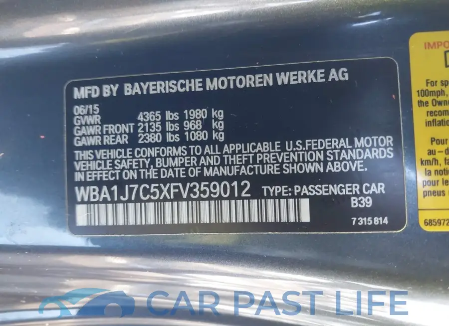 WBA1J7C5XFV359012# 9