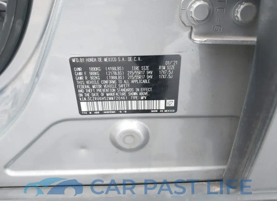 3CZRU6H52MM720461# 9