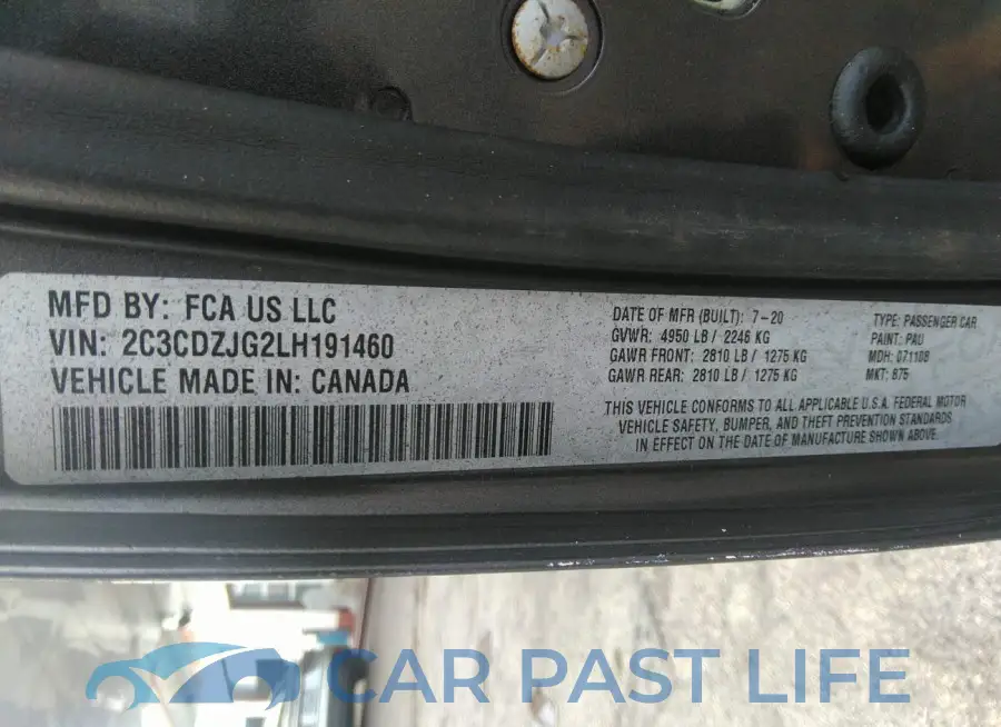 2C3CDZJG2LH191460# 9