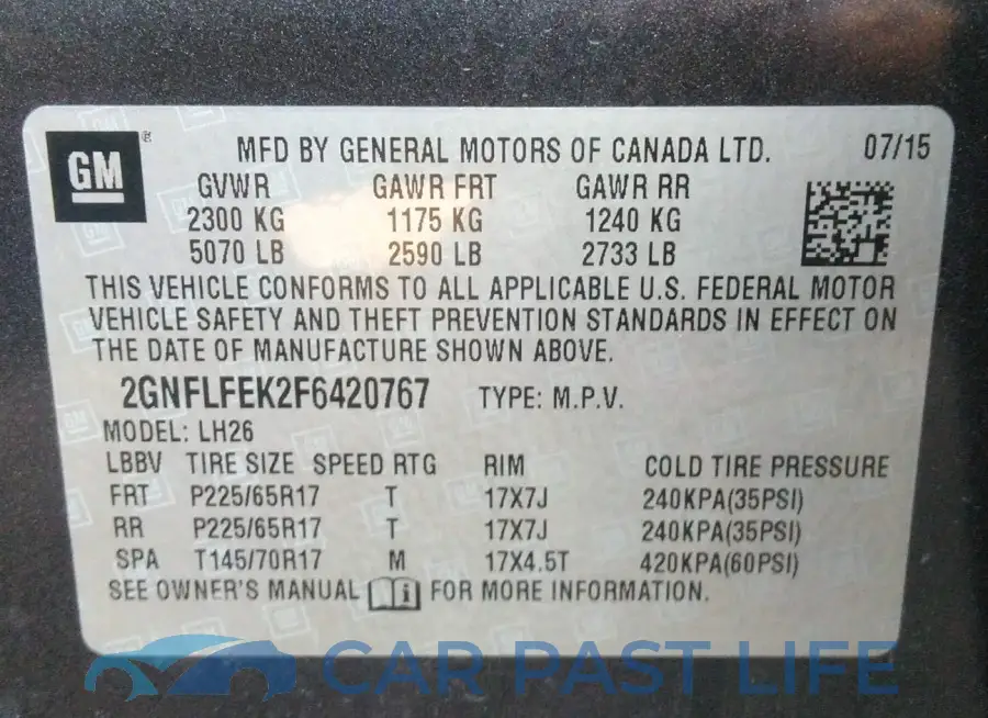 2GNFLFEK2F6420767# 9