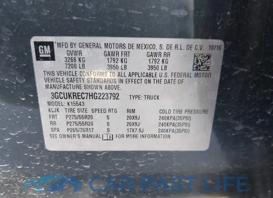 3GCUKREC7HG223792# 9
