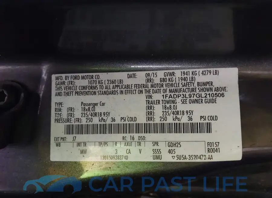 1FADP3L97GL210506# 9