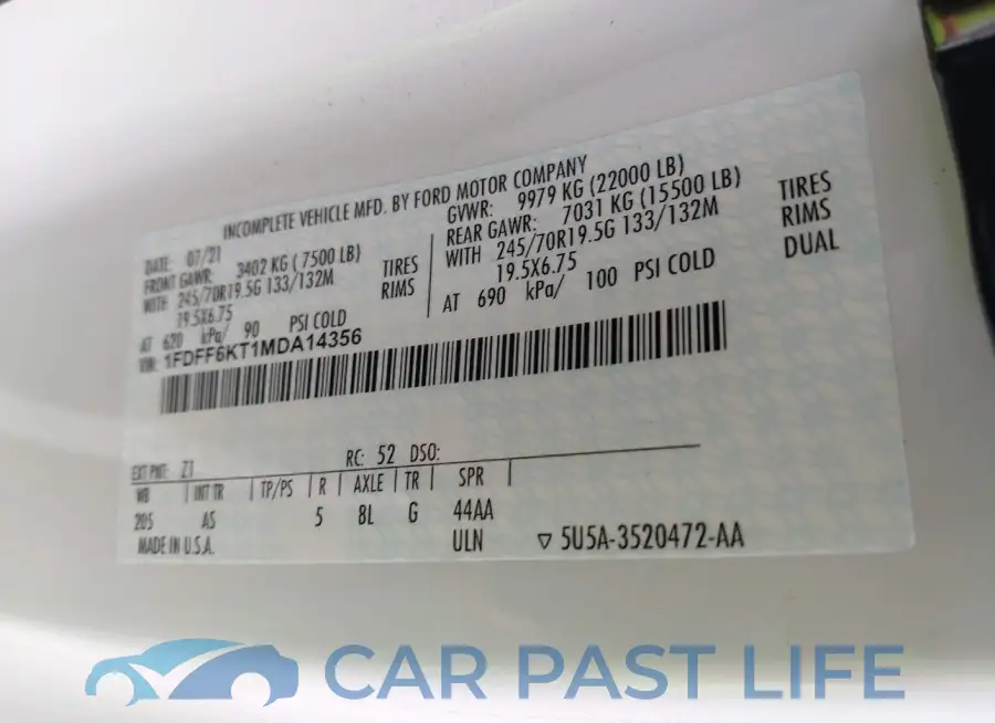 1FDFF6KT1MDA14356# 9