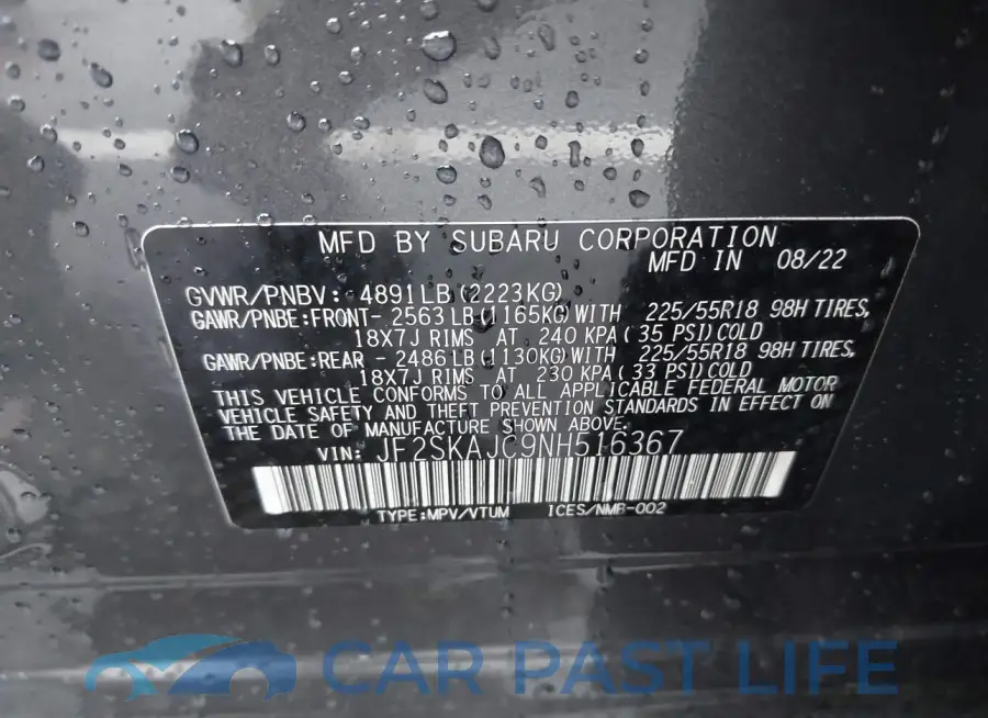 JF2SKAJC9NH516367# 9