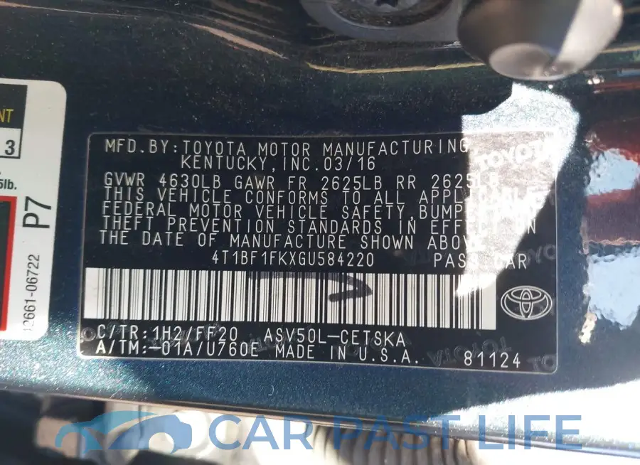 4T1BF1FKXGU584220# 9