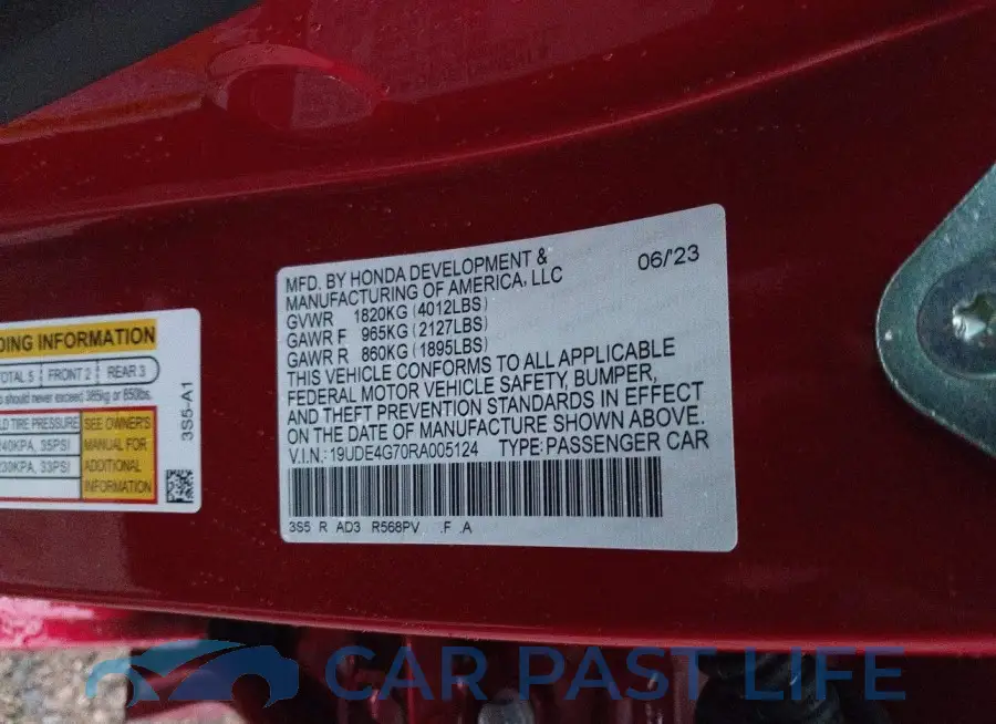 19UDE4G70RA005124# 9