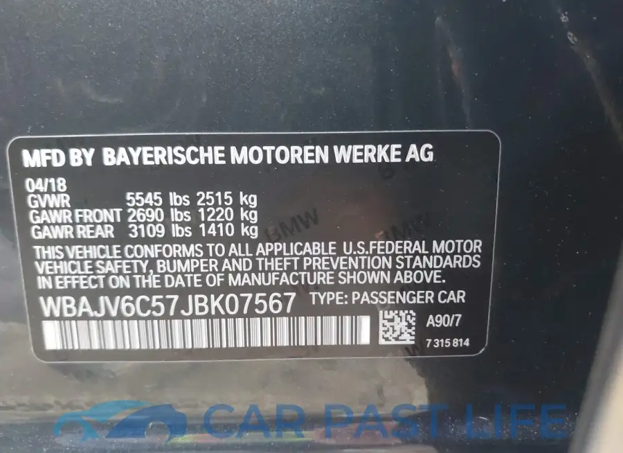 WBAJV6C57JBK07567# 9