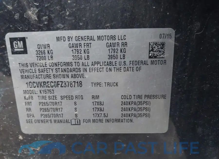 1GCVKREC0FZ378718# 9