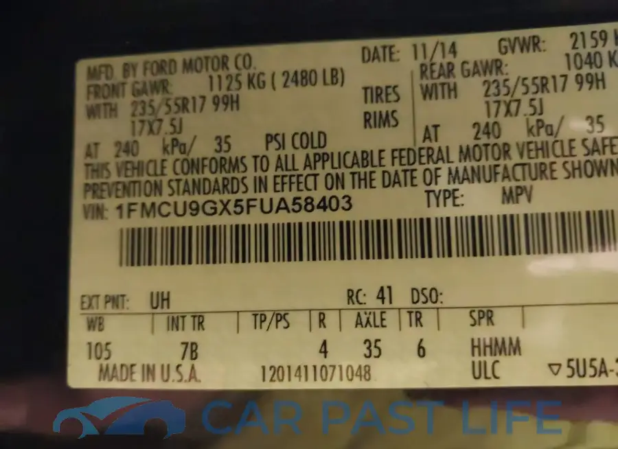 1FMCU9GX5FUA58403# 9