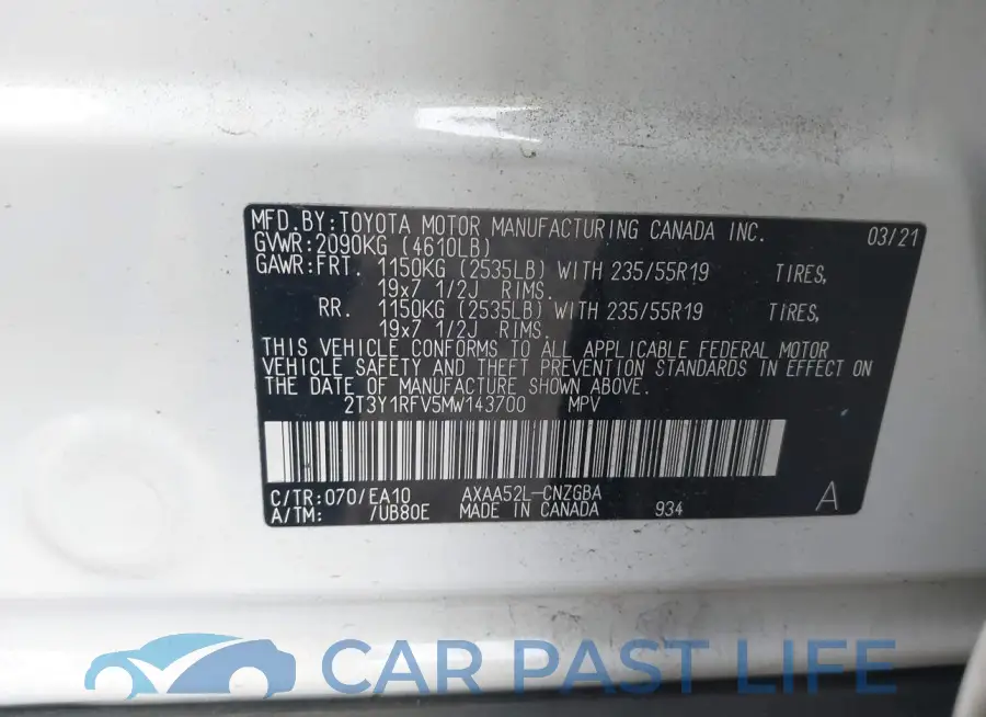 2T3Y1RFV5MW143700# 9