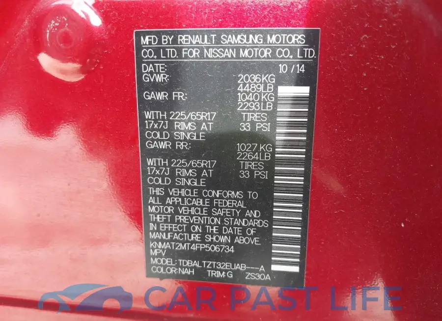 KNMAT2MT4FP506734# 9