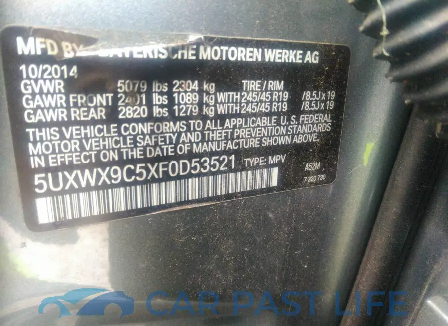 5UXWX9C5XF0D53521# 9