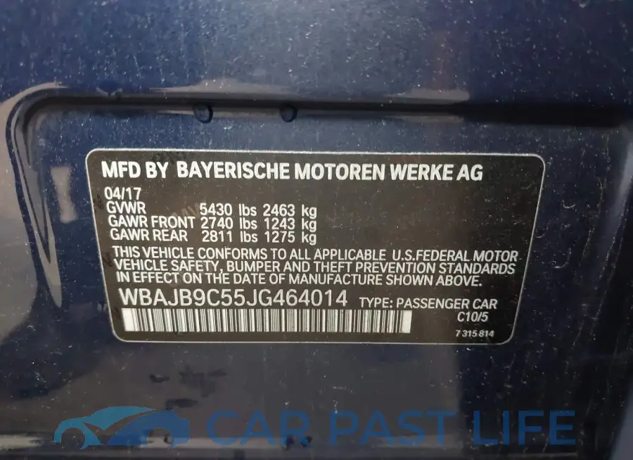 WBAJB9C55JG464014# 9