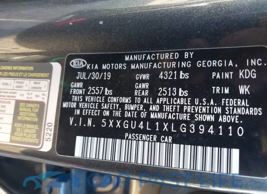 5XXGU4L1XLG394110# 9