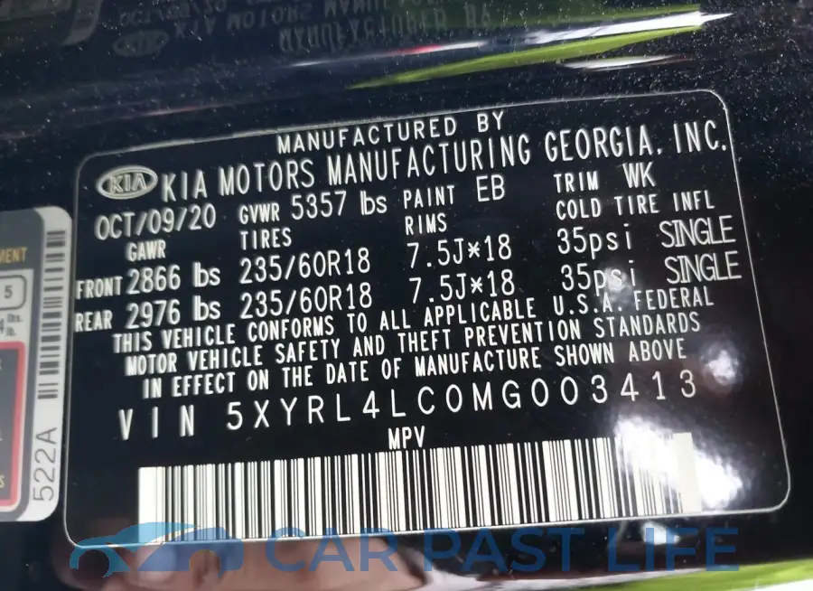 5XYRL4LC0MG003413# 9
