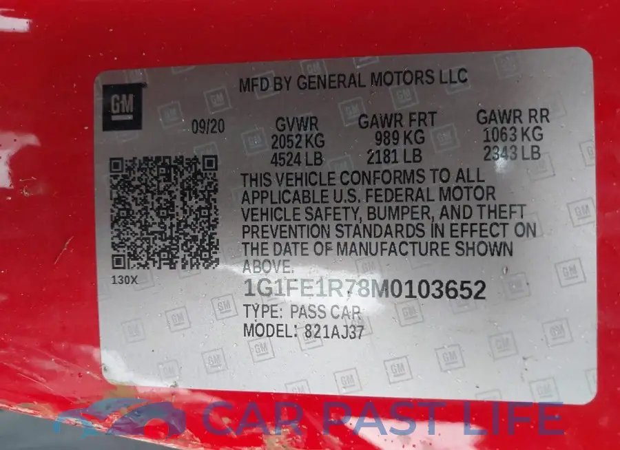 1G1FE1R78M0103652# 9