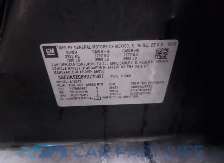 3GCUKSEC8HG276427# 9