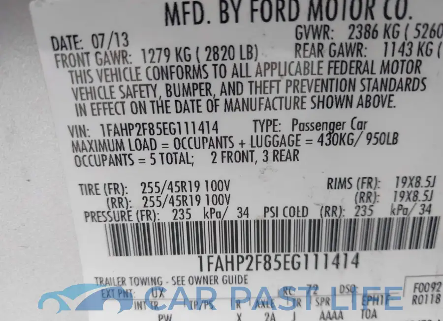 1FAHP2F85EG111414# 9