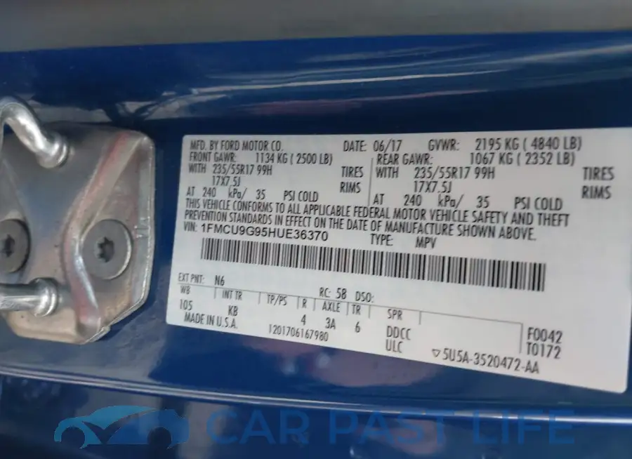 1FMCU9G95HUE36370# 9