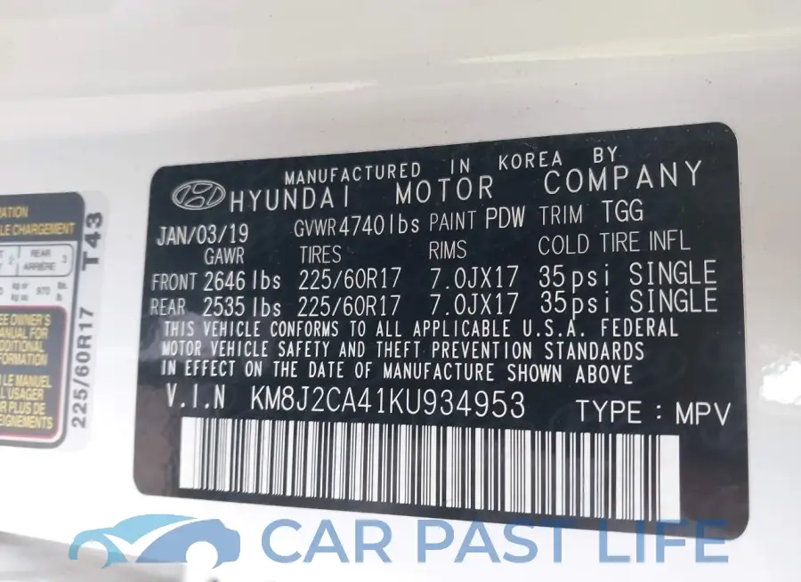 KM8J2CA41KU934953# 9