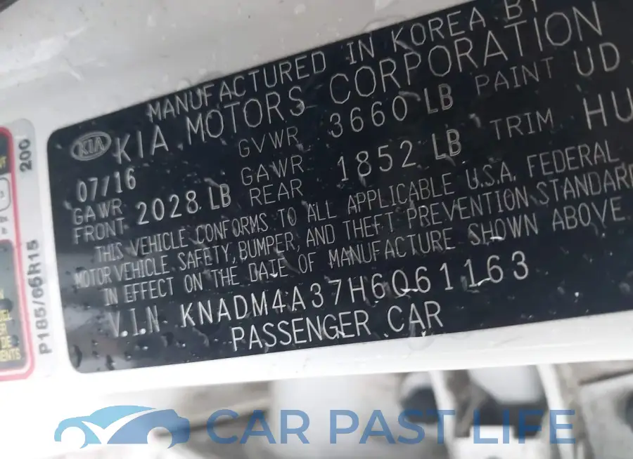 KNADM4A37H6061163# 9