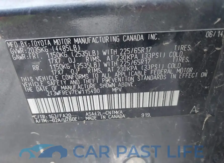 2T3WFREV7EW115490# 9