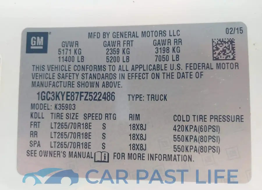 1GC3KYE87FZ522486# 9