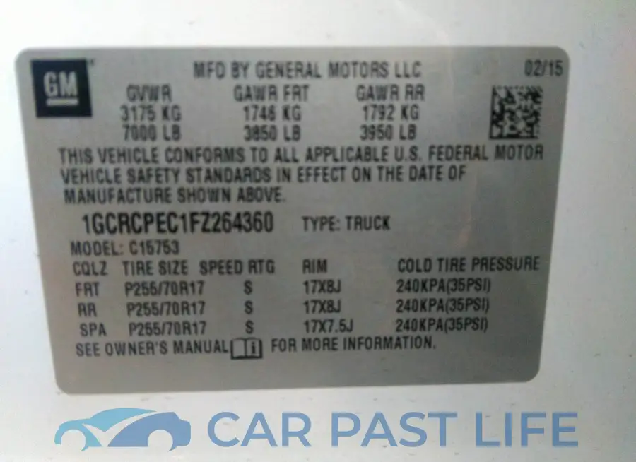1GCRCPEC1FZ264360# 9
