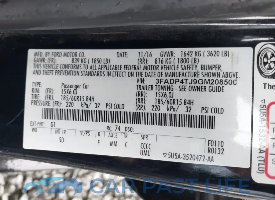 3FADP4TJ9GM208500# 9