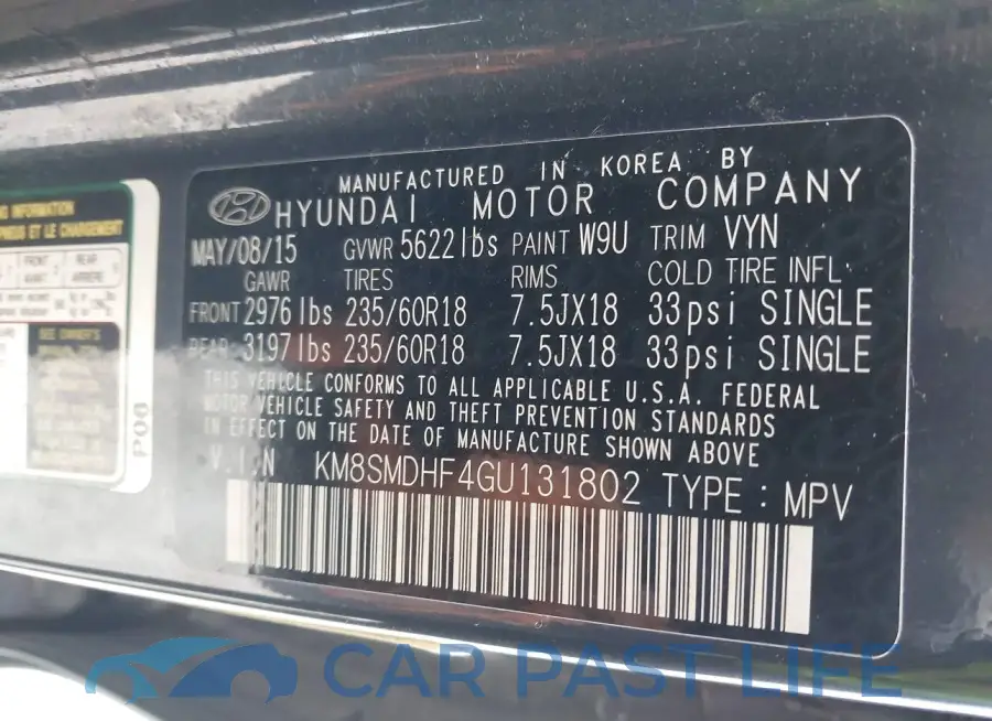 KM8SMDHF4GU131802# 9