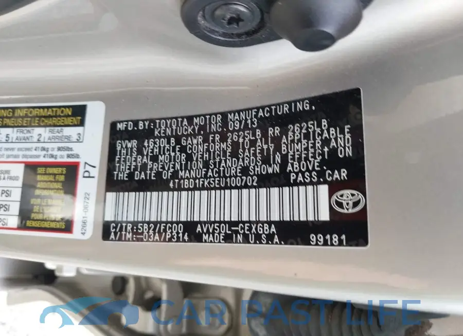4T1BD1FK5EU100702# 9