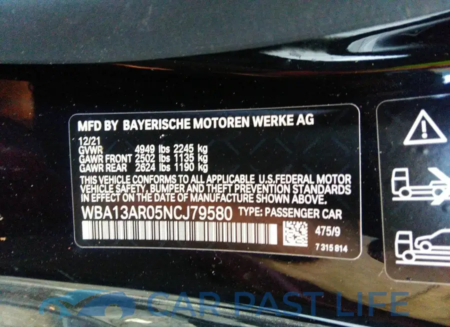 WBA13AR05NCJ79580# 9