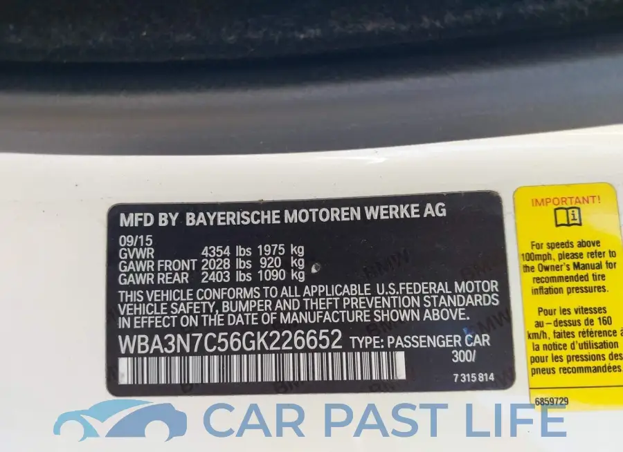 WBA3N7C56GK226652# 9