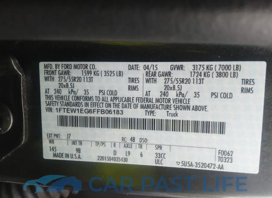 1FTEW1EG6FFB06183# 9