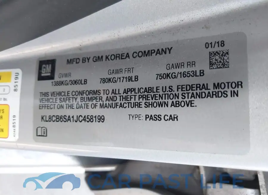 KL8CB6SA1JC458199# 9